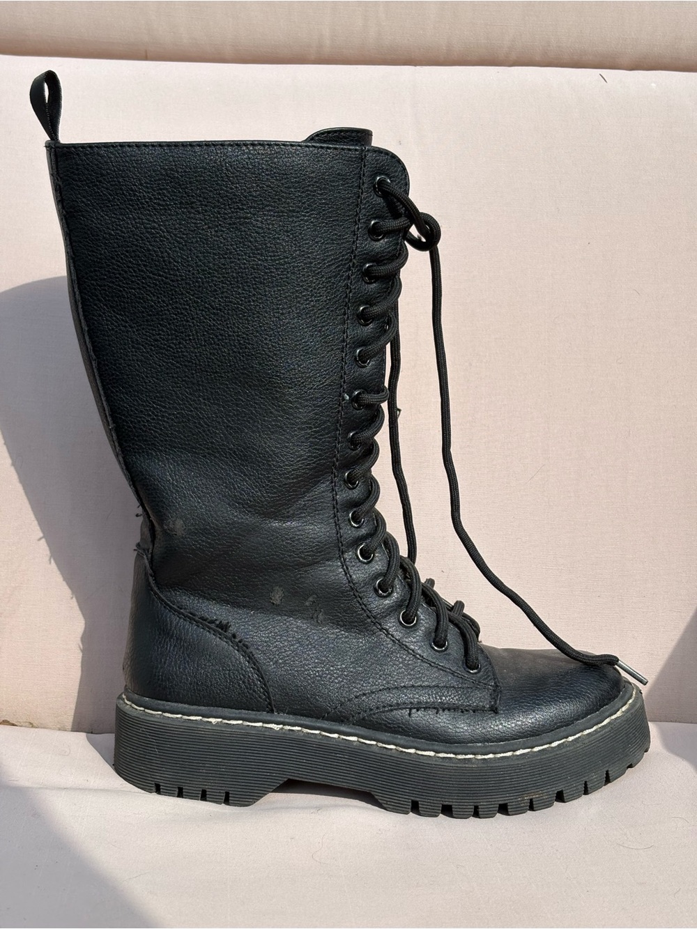 Women's Black Lace-Up Combat Boots